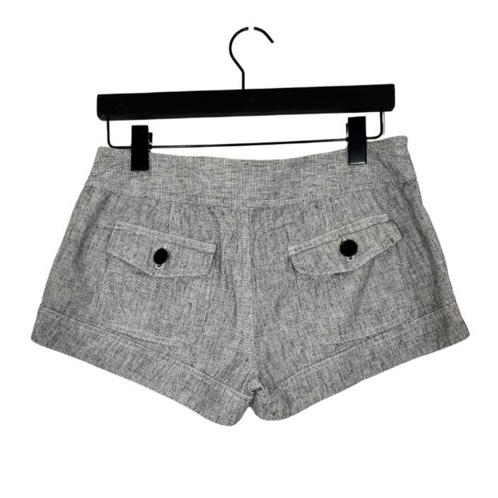 Express Gray Linen Blend Sailor Shorts Sz 6 Low Waist Button Front Cuffed Hem - Picture 5 of 9